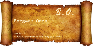 Bergman Oros névjegykártya